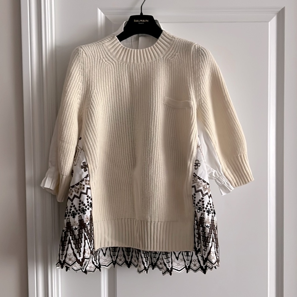 Sacai wool knit short sleeve sweater